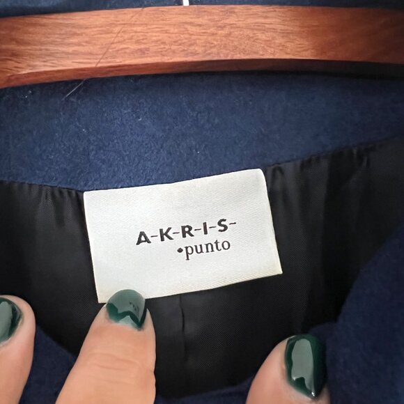 Akris Punto Wool Angora Navy Blue Blazer Jacket Size 6 Womens - Picture 2 of 7